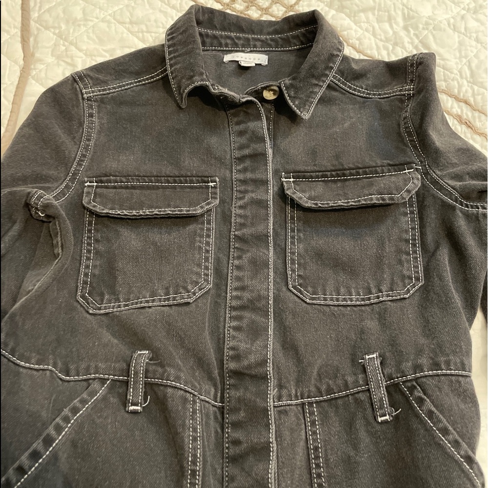 Topshop Black Denim Boiler Jump Suit